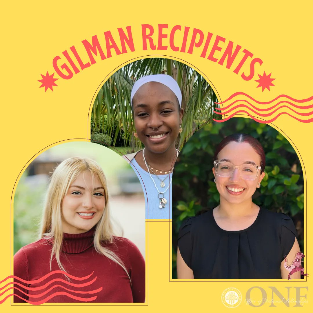 ONF_FSU's tweet photo. It's been a fun couple of weeks getting to share so many talented scholars and awardees with you all! Congrats to our final 3 Gilman scholars: Juliana Cano, Jasmyn LaCue, and Maria Taylor! Link to the full article in our Linktree #fsuglobal

Happy June and see you in July! https://t.co/fhTrA4Ul2H