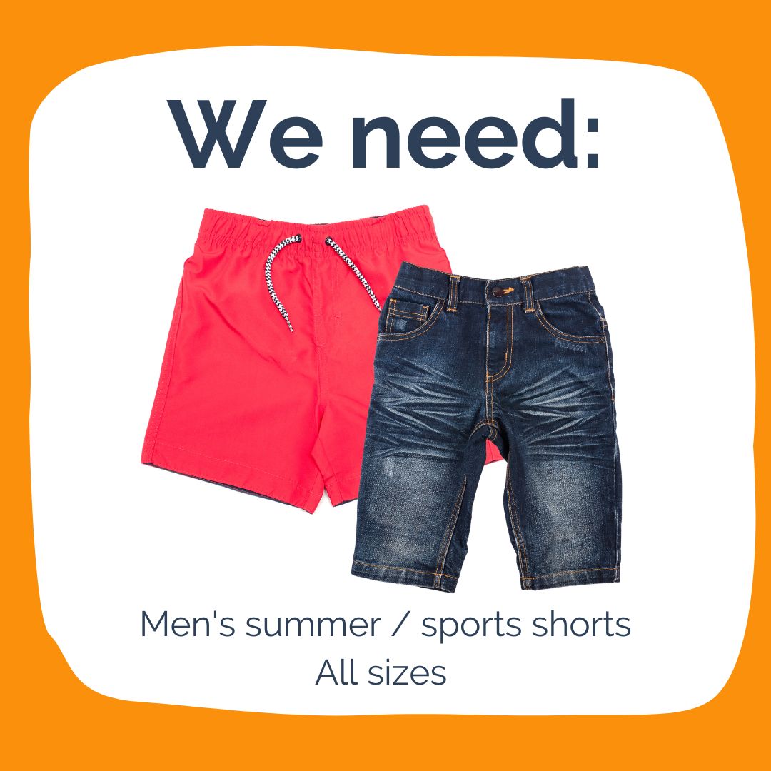 As the summer becomes warmer, we need male summer shorts for our clients, so they can fully embrace the sunshine ☀️

Please get in touch:
clothesbank@nottinghamarimathea.org.uk
If you have these clean, good-quality items to donate. Thank you!