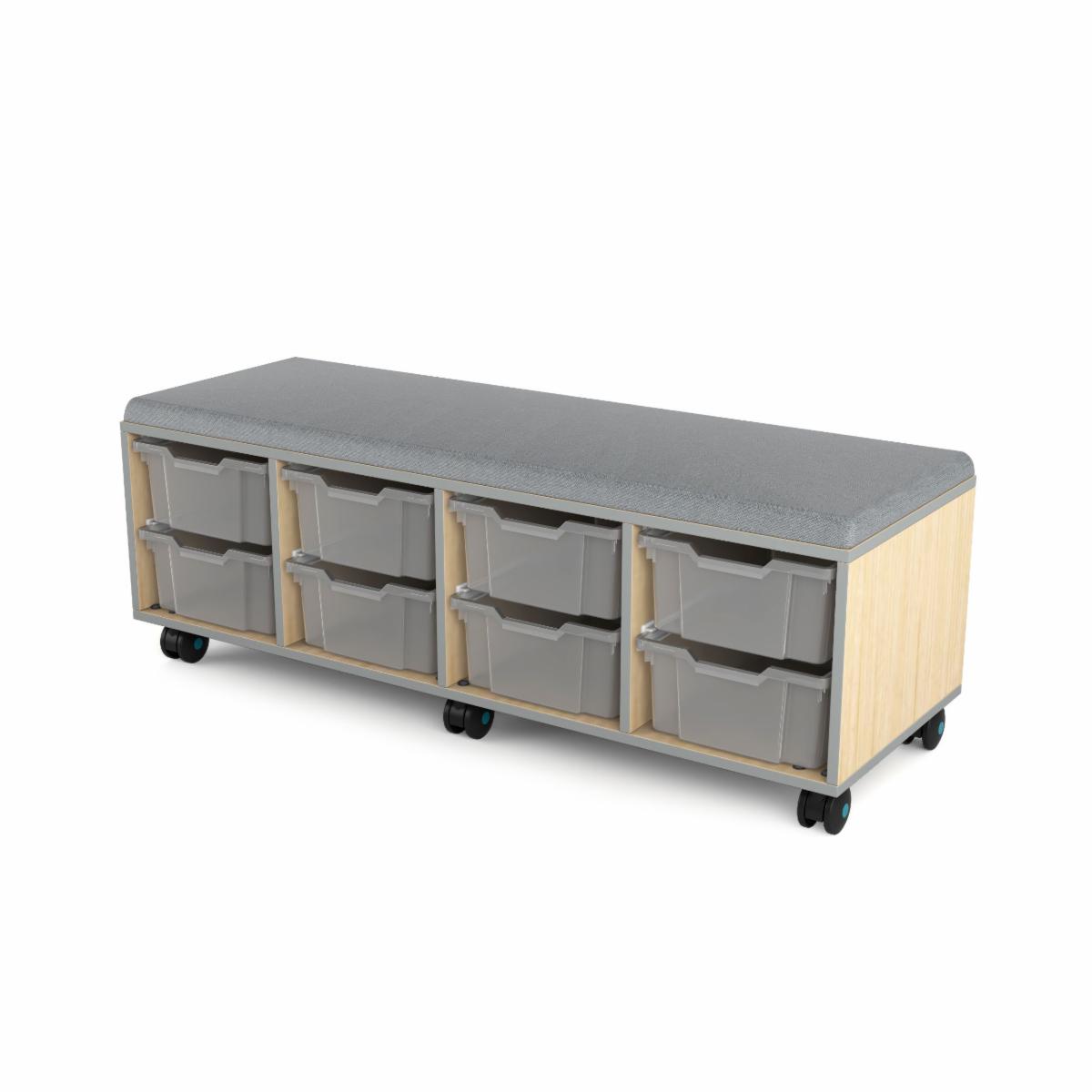 You can never have enough storage! Our STORE AND DRAW™ Upholstered Caddy is the perfect addition to any learning space. The moveable bench has storage for students and educators and it doubles as soft seating. 
#NorvaNivel #GiveThemSpace #AgileSeating #AgileClassroom