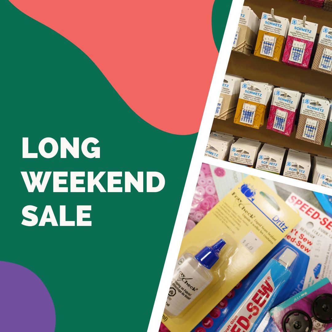FabricanaStore's tweet photo. The long weekend is nearly here!

From July 1–3, enjoy 50% off of lining, interfacing and notions under $15: https://t.co/RGEEpizUel https://t.co/oOJaGZd9Un