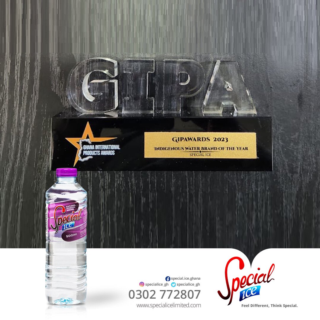 SpecialIce_gh's tweet photo. We just picked up an award (INDIGENOUS WATER BRAND OF THE YEAR) from the recent GIPA event.
#GIPA
#StayHydrated
#FeelDifferentThinkSpecial
#DrinkSpecialIce
#specialice https://t.co/VGHWEEJoDi