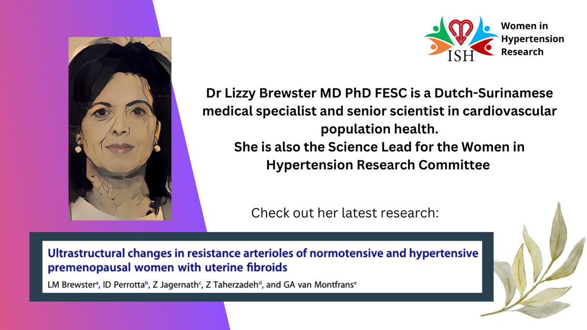 ISHBP's tweet photo. Women with uterine fibroids have higher #bloodpressure.
Dr Lizzy Brewster MD PhD FESC, a Dutch-Surinamese medical specialist, found this may be due to abnormalities in the ultrastructure of resistance arterioles
Read more about it: https://t.co/72d2vHGxGD
#WiHypertenRes #ISHBP https://t.co/7bcdlicYAZ