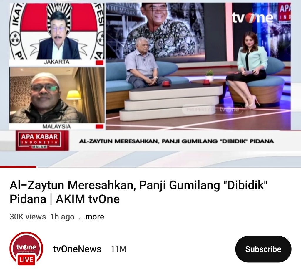 islah_bahrawi's tweet photo. Panji Gumilang bisa saja kali ini dikenakan pasal "Penistaan Agama", tapi jangan pernah melupakan berbagai kasus pidana dan perdata lain yang diduga membelitnya sejak tahun 2012.

Negara juga harus turun tangan untuk mendorong eksekusi hukum atas gugatan kompensasi 216 guru yang telah dipecat Al Zaytun dan sudah dimenangkannya pada tingkat Kasasi sejak 2020 namun tidak kunjung bisa dilaksanakan. Putusan hukum kala itu; YPI (Yayasan Pesantren Indonesia), yayasan yang membawahi Al Zaytun, berkewajiban untuk membayar 2.1 milyar lebih kepada para penggugat.

Dari sisi pelanggaran pidana teror, ada 35 orang yang telah ditangkap Densus 88 di berbagai propinsi (Sumbar, Lampung, DKI dan Bali). Dalam pemeriksaan, semua tersangka mengaku terafiliasi dengan NII KW9 besutan Abu Toto alias Abu Maariq alias Syaikh Panji Gumilang. Salah satu yang ditangkap dalam kelompok ini adalah suami dari Siti Elina, seorang perempuan yang sempat membawa senjata api ke Istana Negara tahun lalu.

Dalam kasus makar NII di Bandung (2008), Mabes Polri ketika itu berhasil menangkap belasan pengurus teras NII yang terafiliasi langsung dengan Al Zaytun dan semuanya divonis bersalah. Salah satu ketua NII KW9 Jawa Barat-Selatan bernama Abu Fatin, hingga saat ini masih dinyatakan DPO oleh Mabes Polri.

Dalam kasus makar NII di Semarang (2011), lima petinggi NII KW9 ditangkap dan dalam pemeriksaan mengaku terkait dengan Panji Gumilang dan Al Zaytun. Kelima orang tersebut divonis bersalah, namun penegak hukum lagi-lagi tidak bisa menyeret Panji Gumilang. Bahkan "Gubernur" NII Jawa Tengah dan mantan terpidana kasus makar tersebut yang bernama Totok Dwi Hananto alias Mizan Sidiq, masih menjadi pembicara pada peringatan 1 Muharram 1444 H di Al Zaytun.

(Sumber: website resmi MA, pusat data Mabes Polri dan Densus 88).