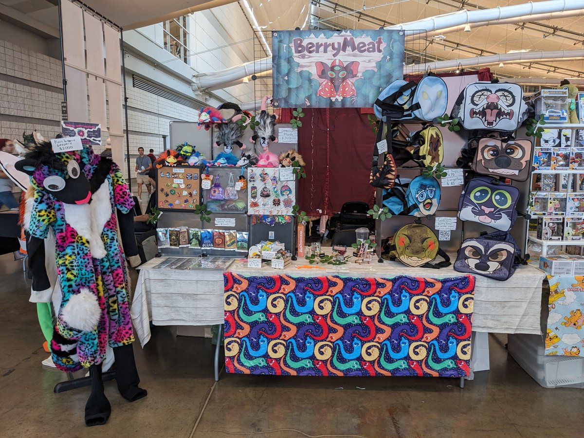 BerryMeatArt's tweet image. IT IS TIME!!! 
come find me in the dealers den at AC!!
got new kigusuits, plushies, duffle bags, trading cards, and more!!