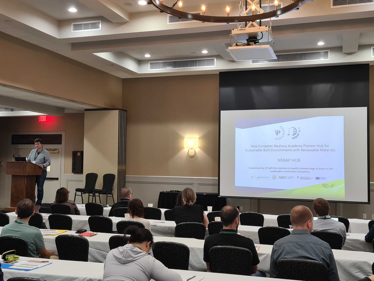 InnoRenewCoE's tweet photo. Dr. Rok Prislan presented about the New European Bauhaus Academy Pioneer Hub for Sustainable Built Environments with Renewable Materials (NEBAP HUB) at @SocietyWood's 66th International Convention.
#NOO, #NextGenerationEU, #EUsredstva, #GDIUP #InnoRenew #SWST #SWSTIC @si_upr https://t.co/VJ1TCknKF4