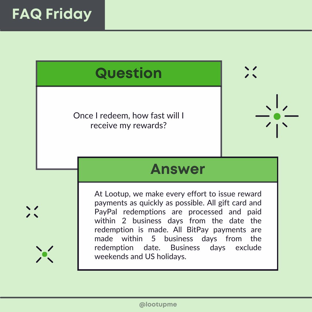 LootUpMe's tweet photo. Once I redeem, how fast will I receive my rewards? 🤔

#Lootupme #FAQFriday #rewardsplatform #legitpayingapp #earnonline https://t.co/OsockasEYh