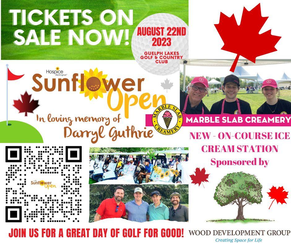 Order your tickets for the Sunflower Open Golf Event 
BIG NEWS!! Golfers will each get a FREE Ice Cream Treat from Marble Slab Creamery sponsored by wooddevelopment.ca/home/
More Info or to Register visit hospicewellington.akaraisin.com/ui/SunflowerOp…