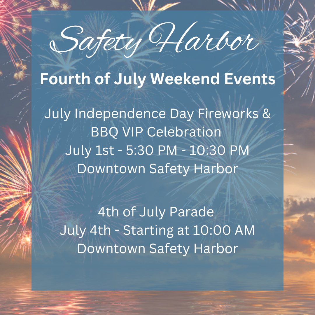 devine360team's tweet photo. It's Independence Day Weekend in Tampa Bay!!  There are many celebrations throughout to enjoy awesome fireworks &amp; yummy food! We hope to see you out &amp; about!  🎆 🎇 https://t.co/9NYI2TUgtZ