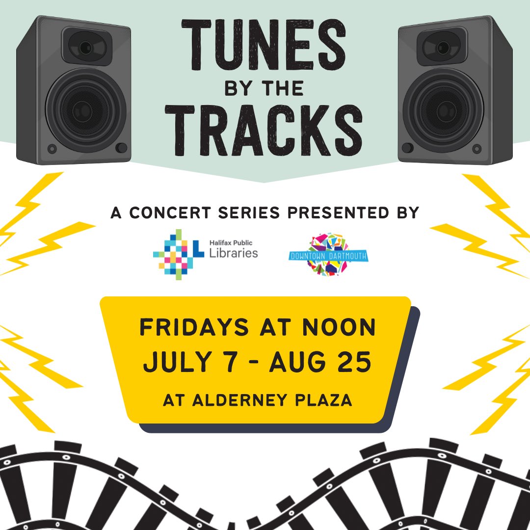DT_Dartmouth's tweet image. Introducing Tunes by the Tracks! A FREE concert series presented by the Alderney Gate branch of @hfxpublib  and the Downtown Dartmouth Business Commission!

Take a lunch hour musical break by the water at the Alderney Plaza outside of Alderney Gate Library.