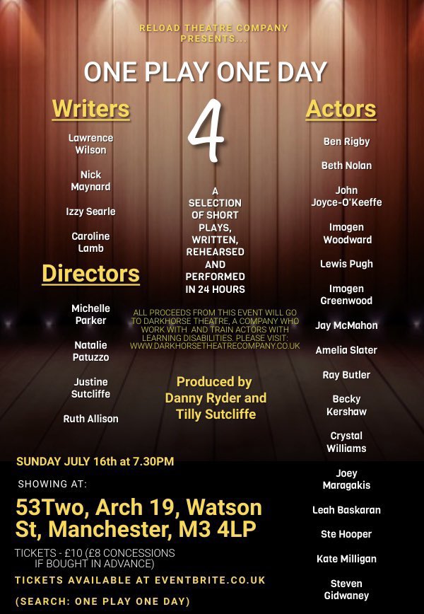 stevengidwaney's tweet photo. Hope everyone has a lovely weekend!
A quick reminder that I will be taking part in @reloadtheatreโs #OnePlayOneDay.
Really excited to get back on stage and hope to see some familiar faces in the audience.
To book tickets visit: https://t.co/1GwjL5Vm2k
Represented by @AgencyAPM