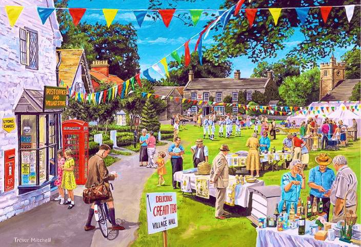 Let’s have a cream tea in the village! #NationalCreamTeaDay 
🥰☕️🫖🍰🍓
🎨 Trevor Mitchell