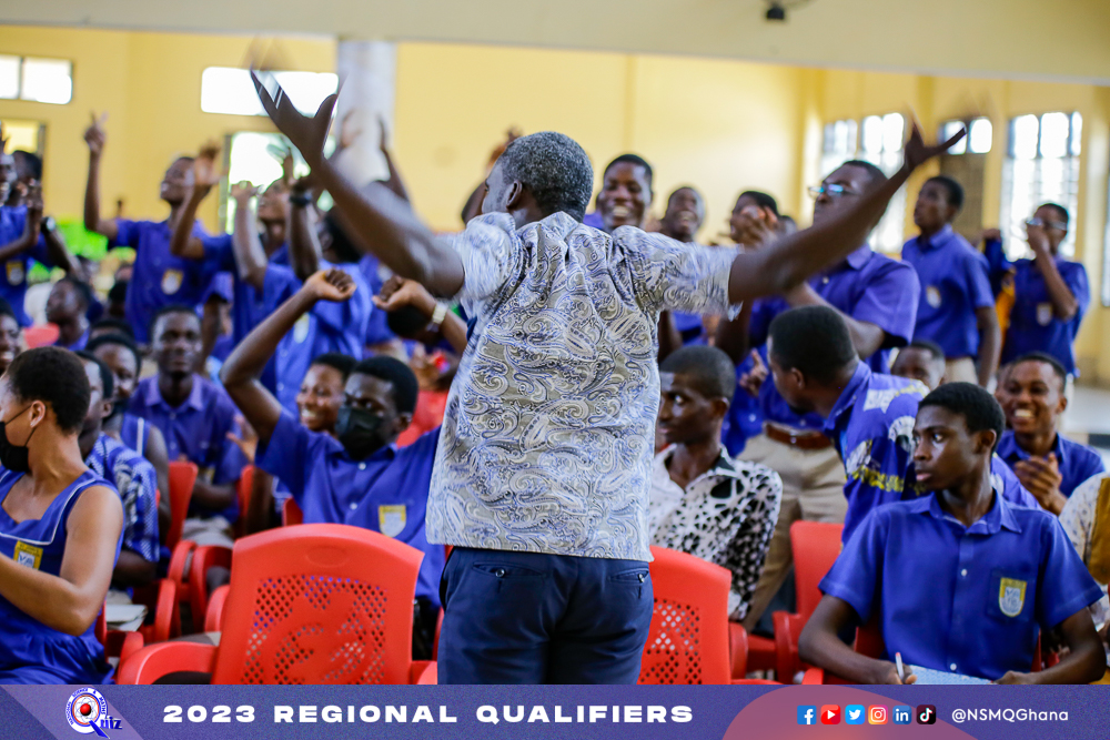 NSMQGhana's tweet photo. GREATER ACCRA:

End of Contest

St. John's Grammar School: 46pts
St. Mary's SHS: 31pts
Forces SHTS: 24pts
Kinbu SHTS: 18pts

St John's Grammar School are heading to the National Championship!🎊

#NSMQRegionals 

#NSMQ30 #NSMQ2023 #Primetime https://t.co/f3aV0gVxi8