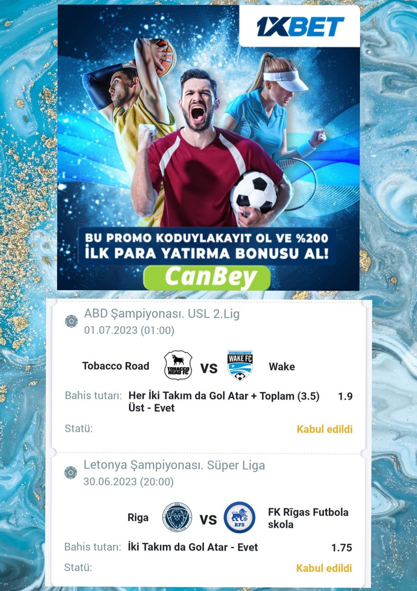 👉KUPON ÖNERİSİ  🎯🎁
👉 100 BİRİM  KASADA 20 BİRİM  ( 1/5 ) (ORAN 2.1)
 ➡️🔥1XBET🔥 Dünyanın En Büyük En Güvenilir bahis sitesi🔥Daha iyisi daha güveniliri daha büyügü yok 🍀🧿 
 ➡️bit.ly/3ngixNk👍Promosyon Kodu : CanBey💰Anında %200 Bonus💰    #iddaa  #bahis #banko 
👇