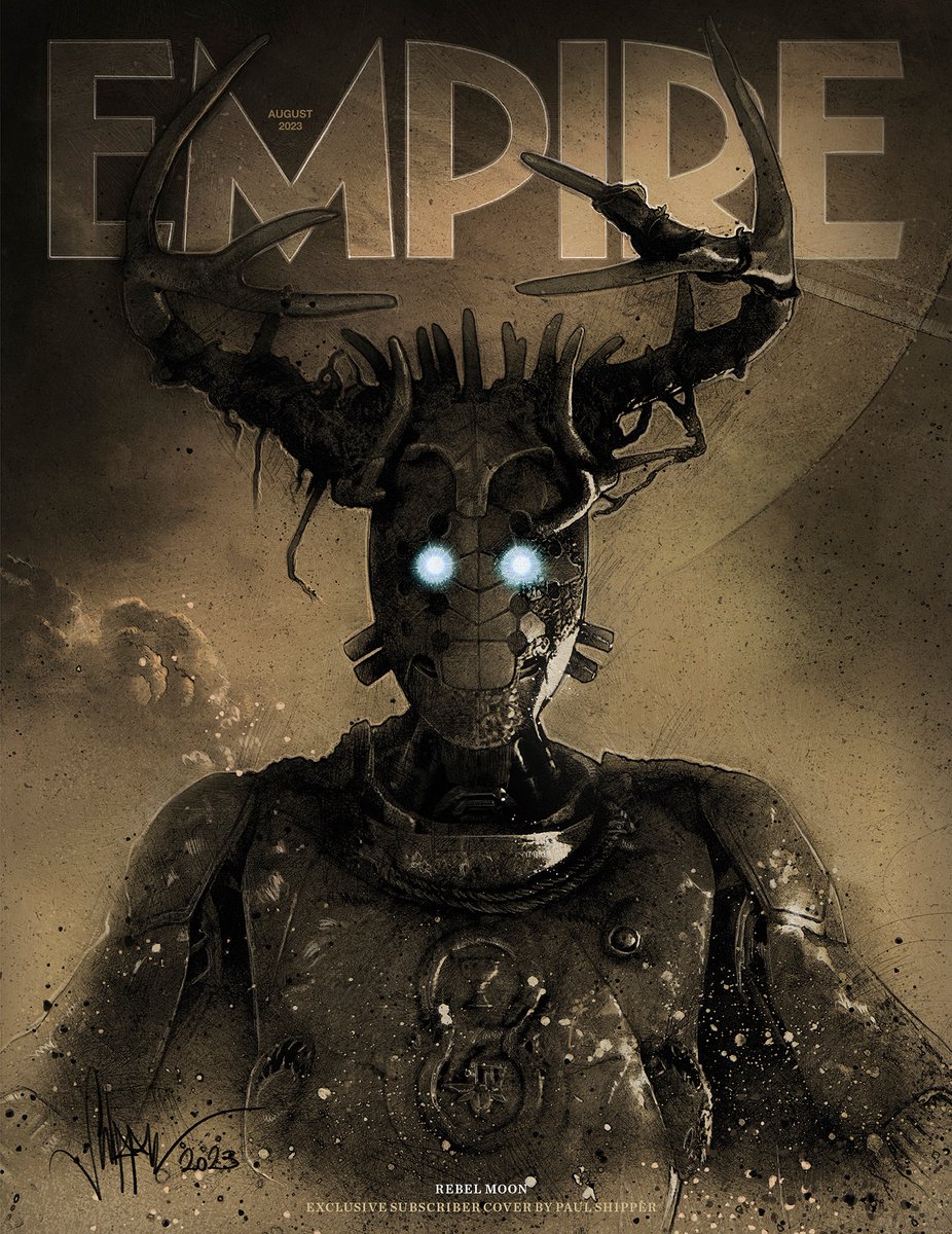 On Empire’s #RebelMoon subscriber cover, warrior robot Jimmy takes centre stage, adorned with his antler headdress – illustrated exclusively for Empire by @paulshipper. READ MORE: empireonline.com/movies/news/re…