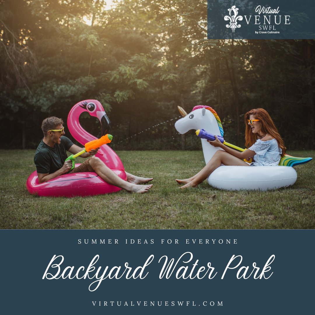 virtual_venue_'s tweet photo. Transform your backyard into a mini water park with inflatable pools, water slides, and sprinklers. Have a splashing good time with family and friends while staying cool! #venuenaples #virtualvenueswfl #chefbrianroland #corporateeventspace #swfleventspace #classyvenuesinnaples https://t.co/hlZzyLFXpm