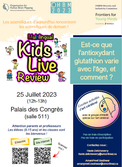 Badhwar_MindLab's tweet photo. 📢🧠Rejoignez-nous lors d'un événement pour enfants (8-15 ans) lors de la conférence #OHBM23/Join us during the live kids event (8-15 yrs) at the #OHBM23 meeting🧠🧠
Où/Where: Palais des Congrès📍;
Quand/When: 25/07/23, 12-13h 🗓️; Inscription/Registration: https://t.co/KWcmb2Nhq1 https://t.co/AodnJbpsGZ