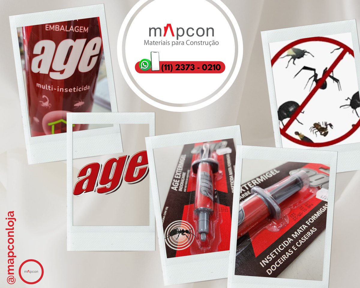 Mapconlloja's tweet photo. 👷🏻‍♀️👷🏼‍♂️ *AGE - Inseticida de ação tripla *
Cria uma película que mantém superfícies livres de insetos e pragas por até 6 meses.

Mapcon Materiais para Construção
🚨 https://t.co/yytTP4mCzH
📝 Google Maps - https://t.co/4Whjc7p0vT https://t.co/nwMgVKHYkA