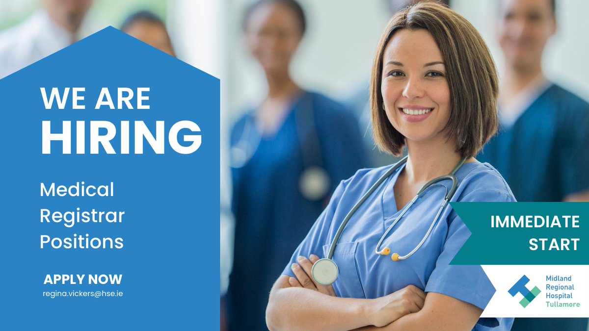 HSE Dublin and Midlands (@hsedubmidlands) on Twitter photo #MRHTullamore is currently recruiting for a number of Medical Registrar positions
To apply please send your CVs to regina.vickers@hse.ie with an immediate start for successful candidates.
#jobfairy #vacancies #DMHGJobs
<a href="/gorman_majella/">Majella Gorman</a> <a href="/b_louisea/">LouiseaB</a> #MRHTullamore is currently recruiting for a number of Medical Registrar positions
To apply please send your CVs to regina.vickers@hse.ie with an immediate start for successful candidates.
#jobfairy #vacancies #DMHGJobs
<a href="/gorman_majella/">Majella Gorman</a> <a href="/b_louisea/">LouiseaB</a>