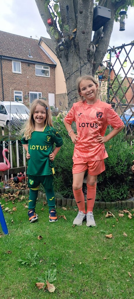 Here is another example of our complete lack of self control 😂 2 very happy girls though 💛💚 #ncfc #HerGameToo #footballkit #footballshirt #kitrelease