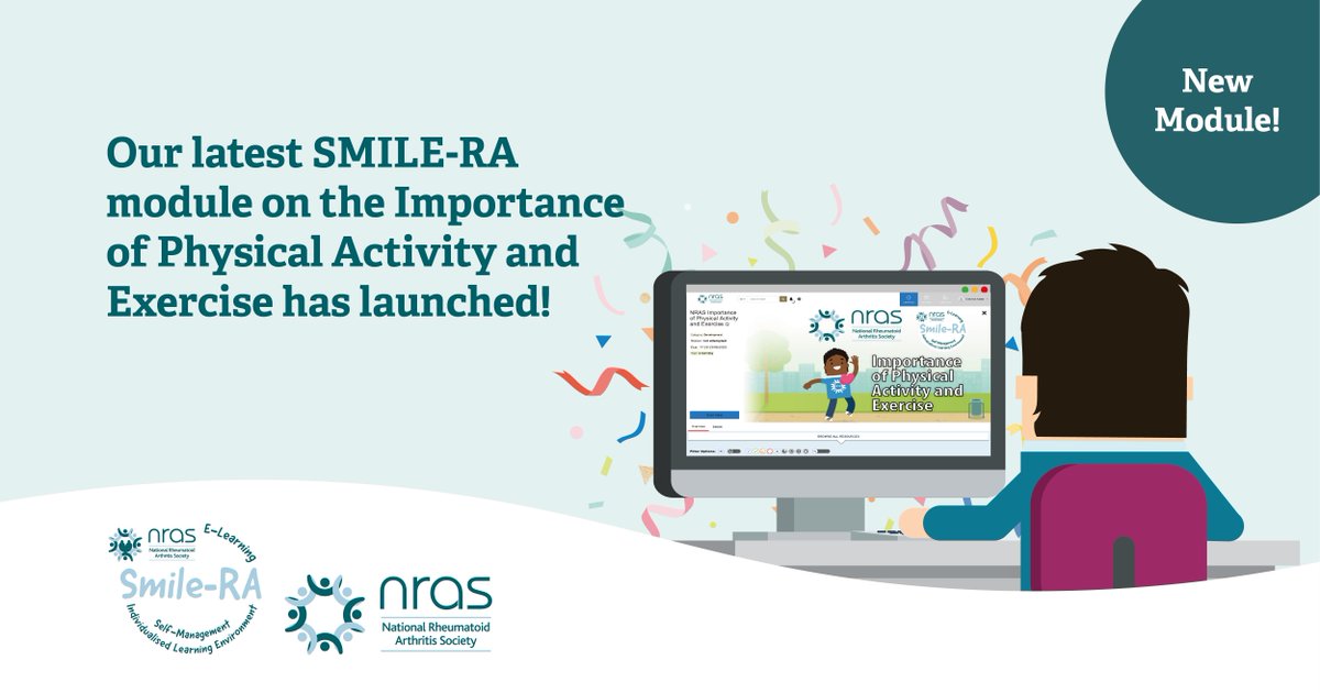We are excited to launch our new SMILE-RA module on Importance of Physical Activity and Exercise! 🚴 🏃‍♂️ ⛹️‍♀️ 🏊 

Hear from internationally renowned experts on the science, health benefits, barriers and how to exercise safely. Register now👉 nras.org.uk/smile