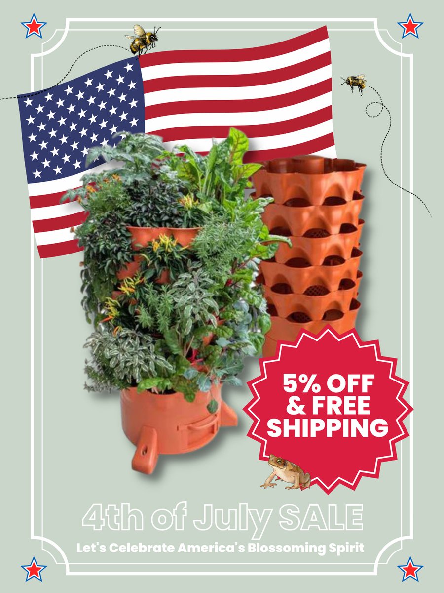 Starting TODAY through July 5th, the Garden Tower store is blooming with savings! Enjoy 5% off on everything (excluding lights). No minimum purchase is required, and no coupon is necessary. Don't miss out on this limited-time offer! 🌿🎉