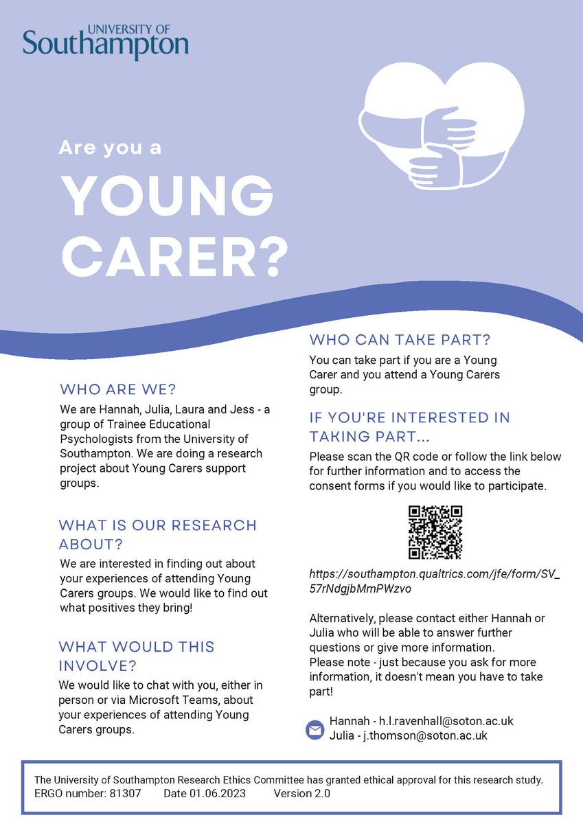 Our Year ones are running a small scale project looking at young carers' experiences of attending carers' groups. Can you help? Thank you