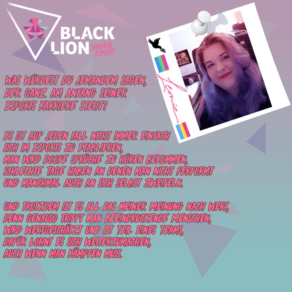 Unsere Analystin @BLKirichan ist schon eine Weile bei uns und heute rücken wir sie mal ins Rampenlicht👀🫶

Leonie hat hier Tipps für Esports interessierte, mit Kampf -und Teamgeist kann man in der Szene Fuß fassen 🤗