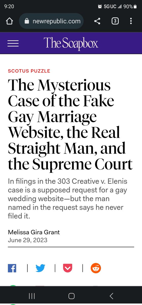 DrDinD's tweet photo. SCOTUS decided a case today for a web site designer who has never designed a wedding website to allow her to deny service to LGBTQ  couples based upon a claim that she received an inquiry from a man who is straight &amp; says he never sent the inquiry. 

Judicial activism! https://t.co/VVfx0H5i7U