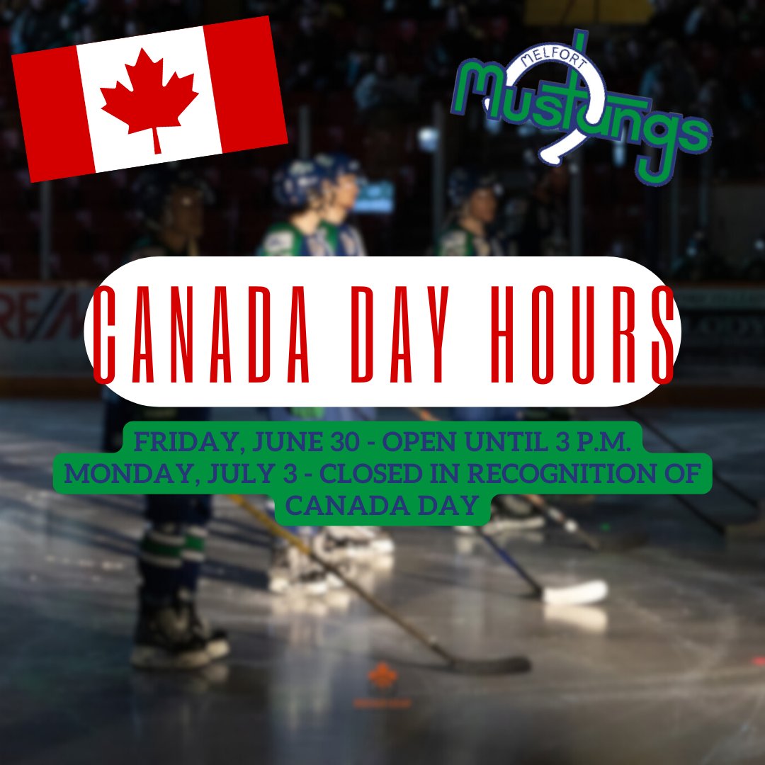 Melfort Mustangs (@sjhl_mustangs) on Twitter photo Sing it loud and proud this weekend! You know we will be!
The Mustangs Office will be closing today at 3 p.m. and reopening on July 4 for regular hours. We will be closed July 3rd in recognition of the Canada Day Stat.
Happy Canada Day from our family to yours! Sing it loud and proud this weekend! You know we will be!
The Mustangs Office will be closing today at 3 p.m. and reopening on July 4 for regular hours. We will be closed July 3rd in recognition of the Canada Day Stat.
Happy Canada Day from our family to yours!