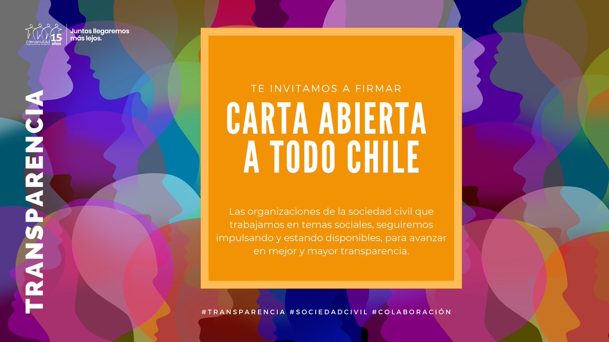 📢¡Te invitamos a firmar! - Carta Abierta a Todo Chile

Las organizaciones de la sociedad civil que trabajamos en temas sociales, seguiremos impulsando y estando disponibles, para avanzar en mejor y mayor transparencia.

👉Para firmar, haz click aquí: bit.ly/3rdN27X