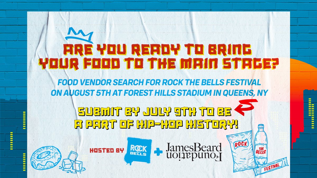 We’ve partnered with the @rockthebells Festival to select a food vendor to join their Hip-Hop-inspired food court! If you’re a culinary entrepreneur and Hip-Hop head, creative, artist, dancer, or simply inspired by the culture, enter the search by July 9: bit.ly/3NSD3Np