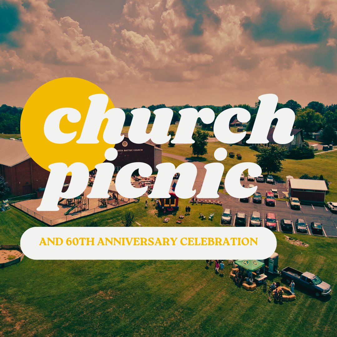 Save the date for our Church Picnic and 60th Anniversary Celebration! 😎 August 27 at 11am 🧺 Food-Games-Music 🥳 Come & Fellowship with us! #westminsterbaptistchurch #discoverwbc #carrollcountymd #westminstermd #makingdisciples #churchpicnic #60thanniversary #gathertogether