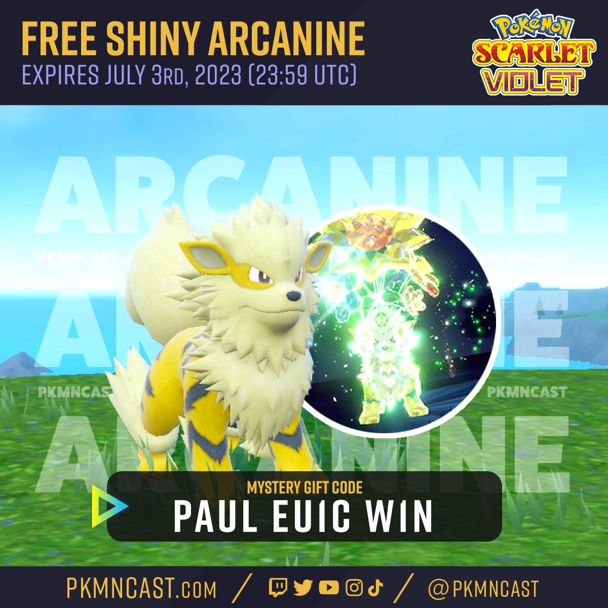 Free Shiny Arcanine on Pokemon Scarlet and Violet