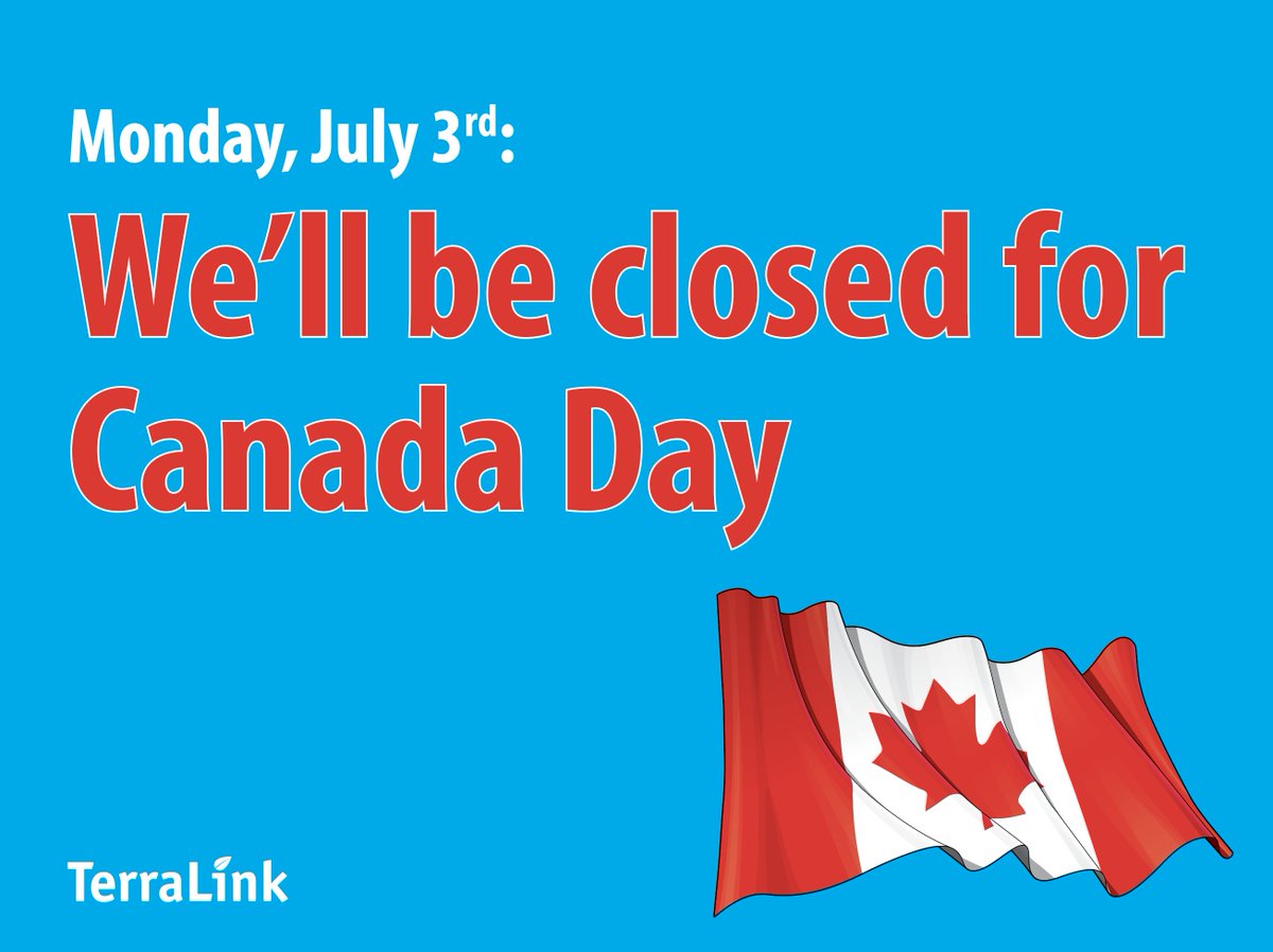 Starting tomorrow, we will be closed on Saturdays until the spring of next year. Our stores and offices will also be closed on Monday, July 3rd for the Canada Day stat holiday. Wishing you all a safe and happy Canada Day!