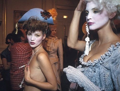 Kate Moss backstage at Vivienne Westwood