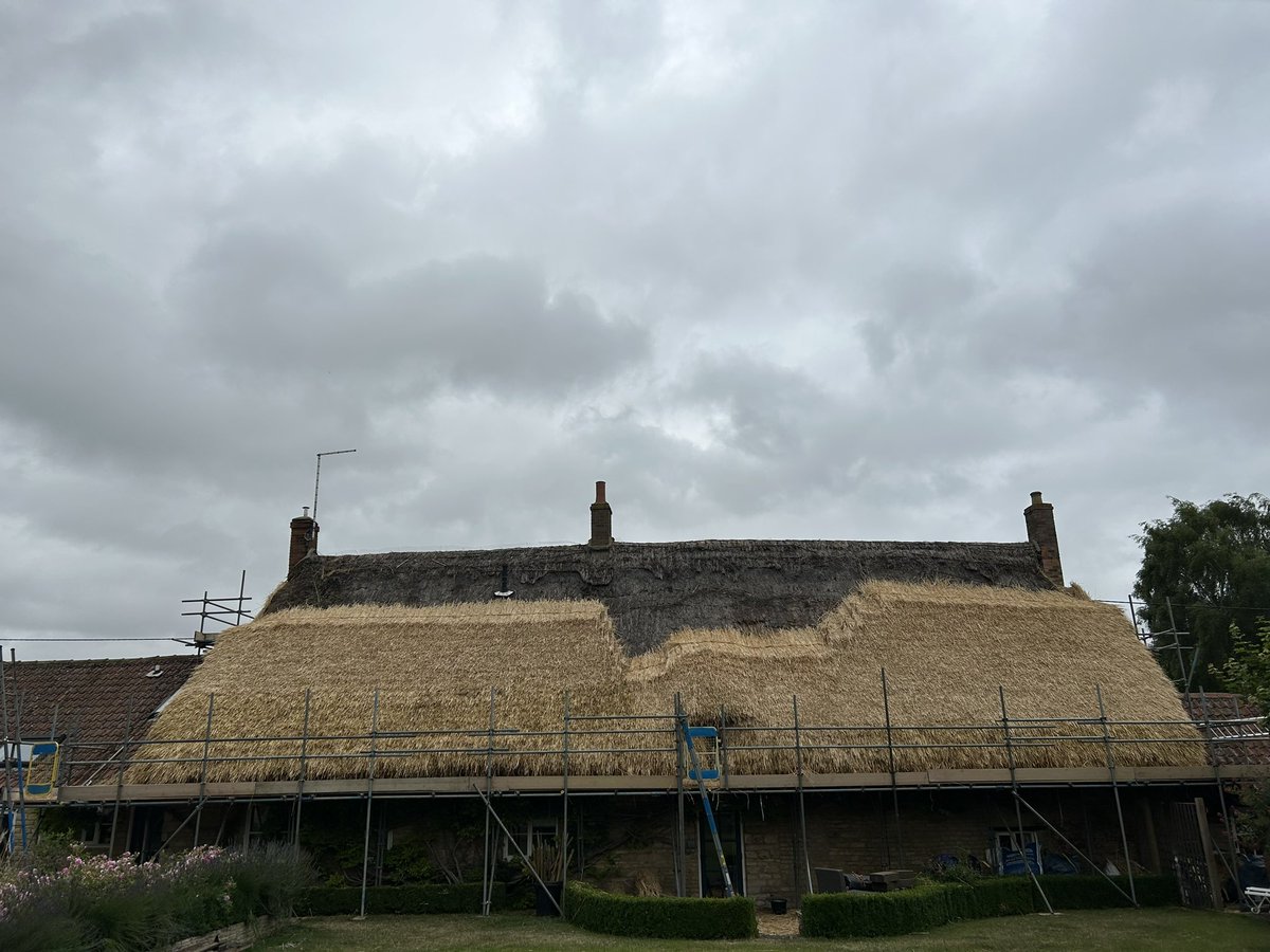Four and 1/2 days of #thatching and it now seems like we are getting somewhere. I am exceptionally proud of how hard my team work. #masterthatchers #ruralcrafts #northants #longstraw