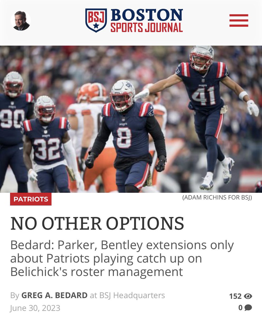 GregABedard's tweet photo. Parker, Bentley extensions only about Patriots playing catch up on Belichick's roster management
https://t.co/jI1rJV2rRp https://t.co/MuSj2GoP0f