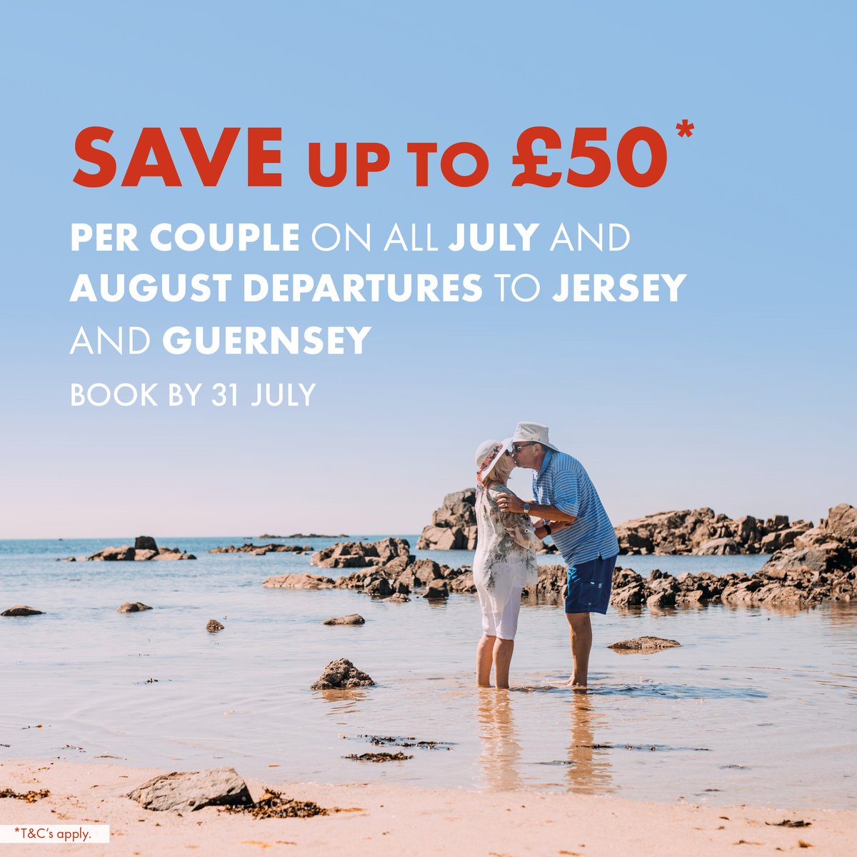 OFFER EXTENDED 🏖️🌞
Book before the 31st July and save up to £50 per couple on all July and August departures to Jersey and Guernsey.
