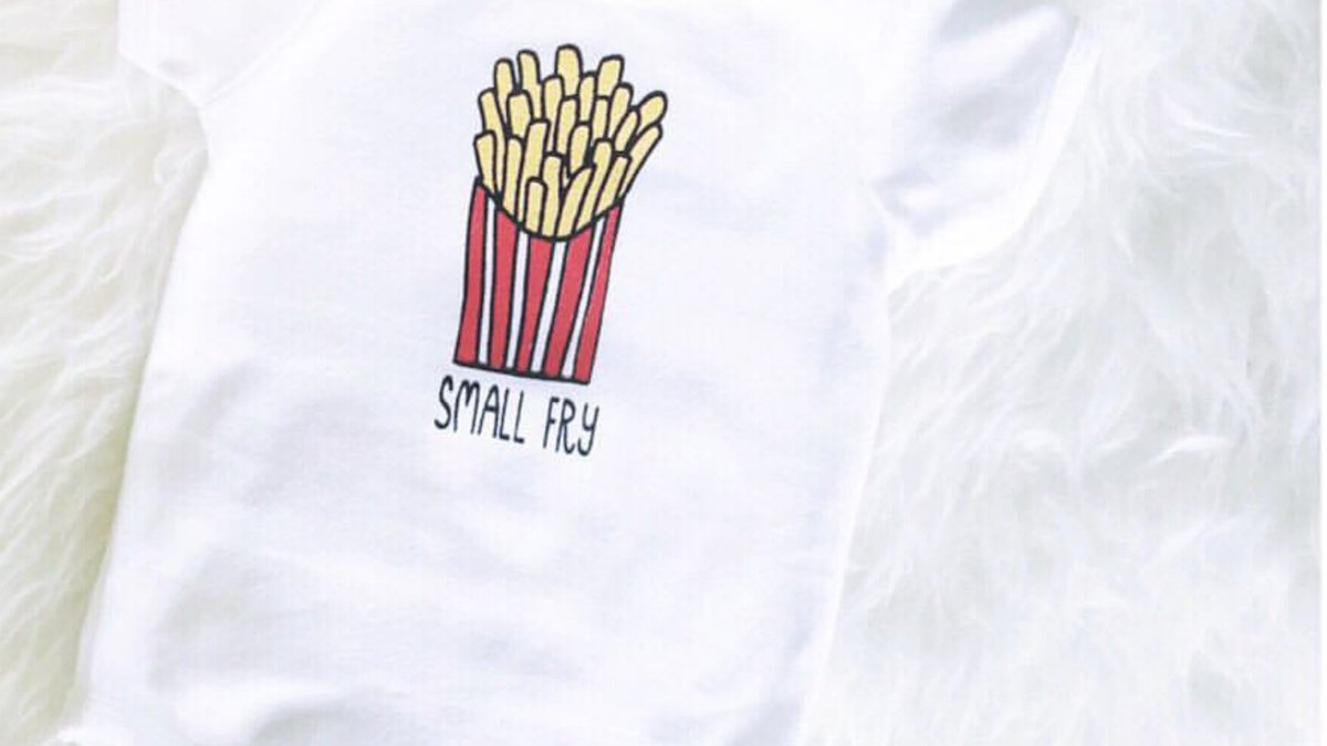 On #NationalFrenchFryDay, celebrate your love of fries! Your toddler or baby will look adorable wearing the #SmallFry shirt from #SpunkyStork in homage to one of their favorite #foods!