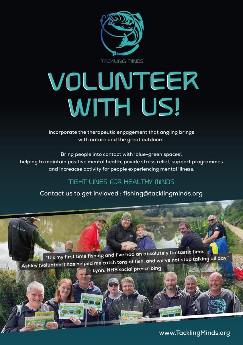 VOLUNTEER ANGLERS WANTED. WE WILL FUND FOR YOUR COACHING QUALIFICATIONS
**MANCHESTER AND SURROUNDING AREAS ONLY**
Due to increased demand for our Services, Tackling Minds is looking for Volunteer Anglers in >>Manchester &amp; Surrounding Areas<< ONLY, who share our passion for