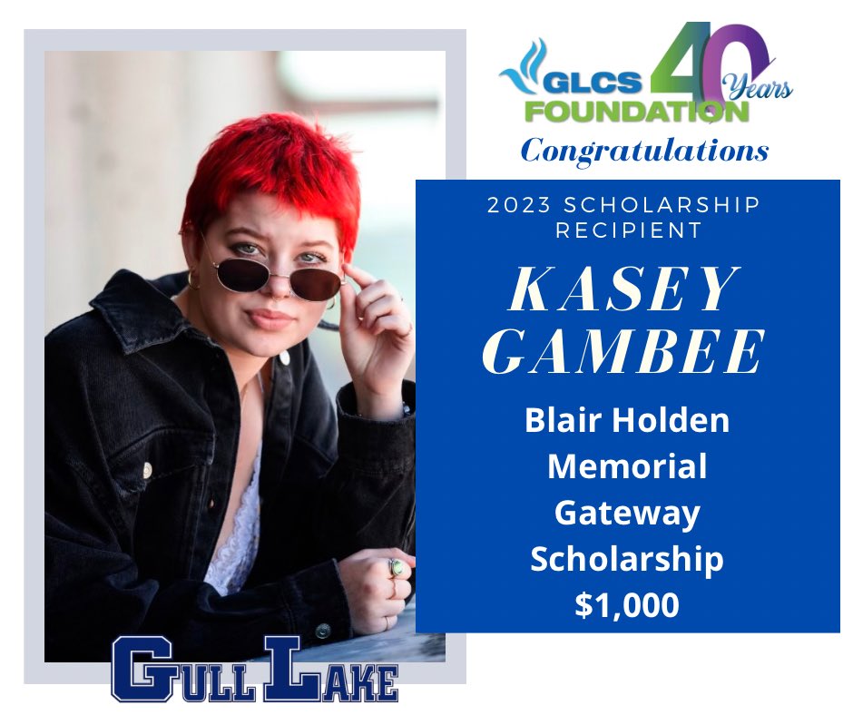 The GLCS Foundation congratulates our 2023 scholarship recipients. 43 scholarships have been awarded totaling $82,000. We’d like to celebrate them all individually too!Sincerest thanks to our generous donors who make these scholarships possible for our Gull Lake students! #glcsf
