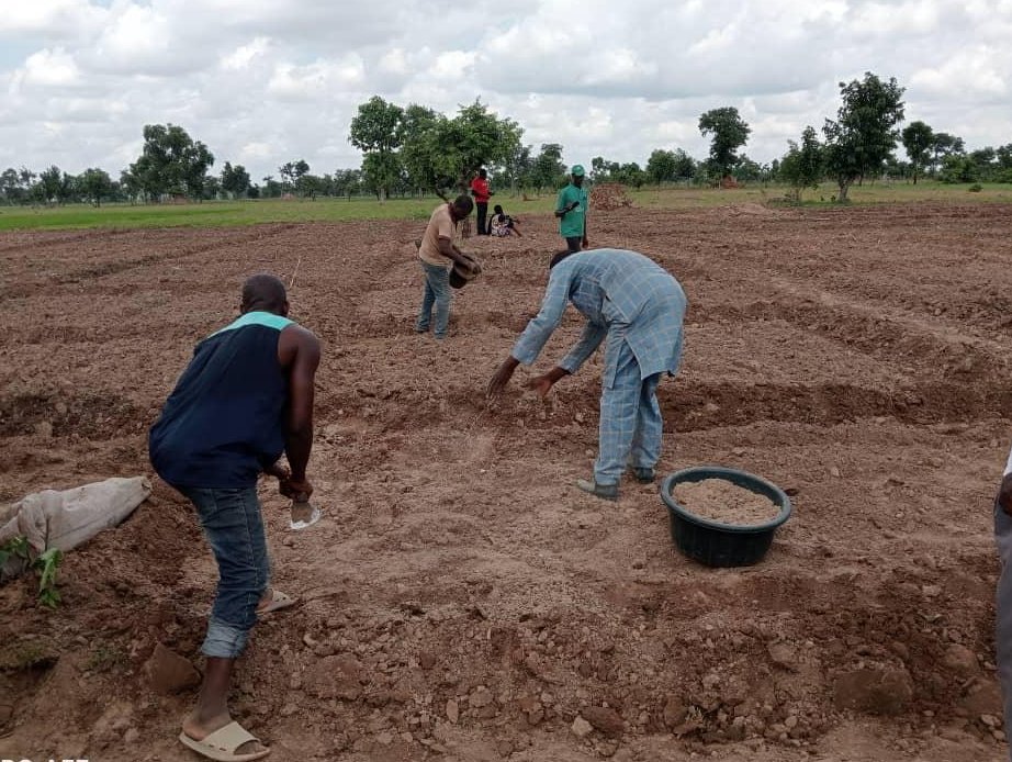 NigeriaSasakawa's tweet photo. Ongoing land preparation for the establishment of a rice demonstration plot by members of  Apashi Woza  MPCS Assaskio Lafia, LGA, Nasarawa State under the @MofaJapan_en project for the revitalization of farmer cooperatives and decarbonization in rice production in Nasarawa State. https://t.co/rCaxe5D17J