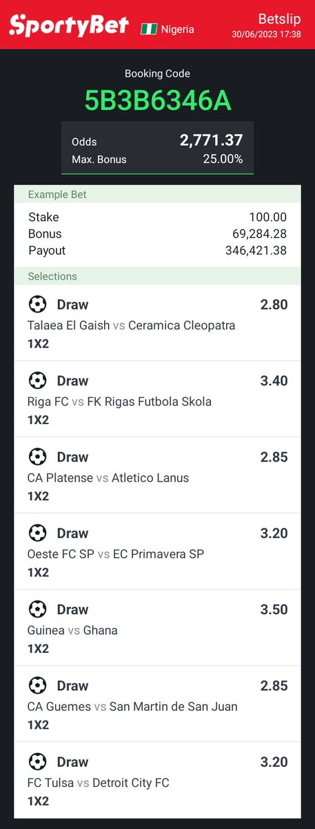 7/7 FT X @ 2K Odds
5B3B6346A

MB5 👉🏾 1,2,3,4,6 [20DDCE6]
3/3 👉🏾 1,3,6 [5801FD6D]

Check Telegram for more 3/3s 
t.me/+CZsYn3XUmXdiO…

Gamble Responsibly 😏