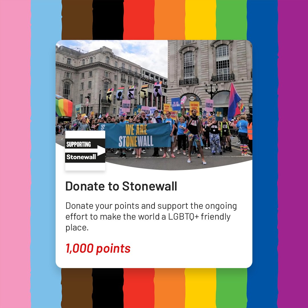 VirginRed's tweet image. There are only a few days left to have your @Stonewall and @LGBTFoundation donations matched by Virgin Red 🏳️‍🌈 

Donate 1,000 Virgin Points to either charity this Pride month and we’ll match it: virg.in/Uhvx 

#Pride2023 #VirginRed #PointsForGood

Terms apply 👇