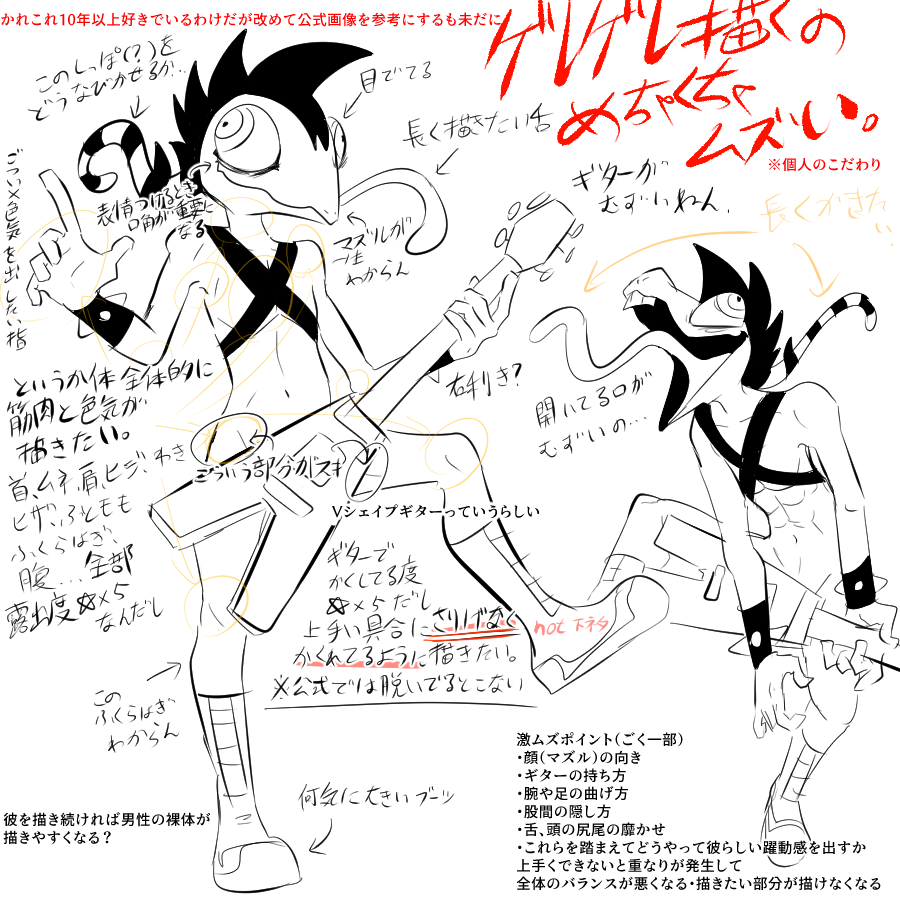 ポップン ゲレゲレ 躍動感表現難易度MAX 彼らしく動いているところを描くの一生難しいってことを言いたかったはずが、こだわりまとめになった。 ある意味これもへんたいか。