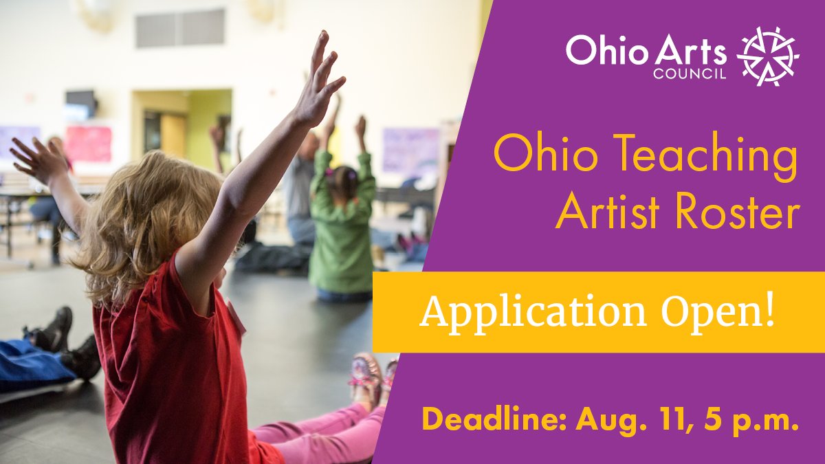 Just over a month remains for teaching artists to apply to join the Ohio Teaching Artist Roster! Learn more about the roster—which provides access to networking, partnerships, professional development, and more—at oac.ohio.gov/Resources/Ohio…. Image in graphic courtesy of Ballet Met