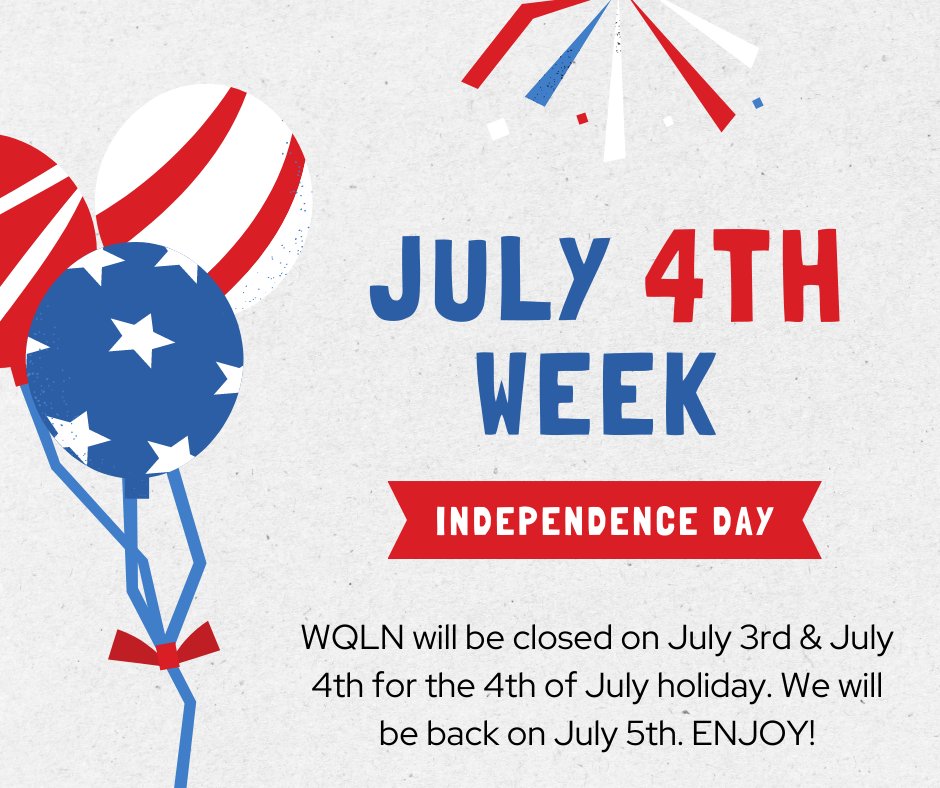 Nothing like celebrating the #4thofJuly with family and friends! #WQLN will also be taking a vacation and will be closed on July 3 & 4. Enjoy the holiday, and stay safe everyone! See you July 5! 😄🎇