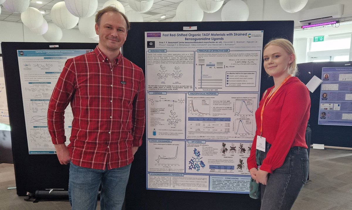Congratulations to our summer project student, Elvie! Excellent results and poster presentation about organic TADF materials at the European Empowering Women in Organic Chemistry Conference, Manchester 2023
beilstein-archives.org/xiv/preprints/…