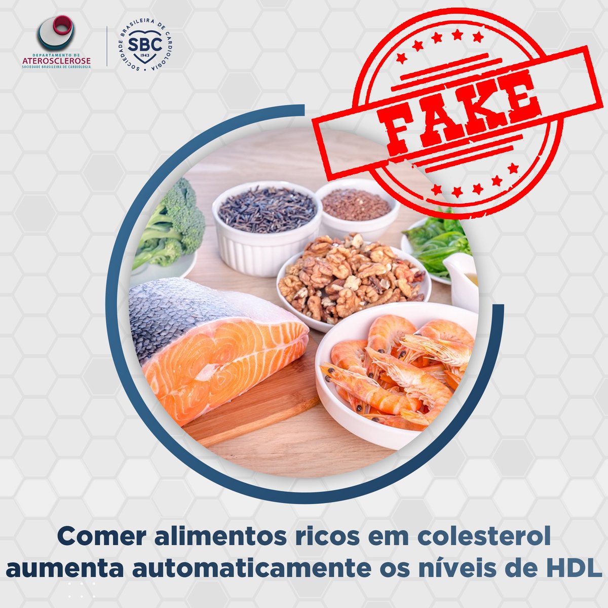 FAKE Essa afirmação é um equívoco comum. Embora a dieta desempenhe um papel na saúde cardiovascular, não é tão simples quanto comer alimentos ricos em colesterol para aumentar diretamente os níveis de HDL.