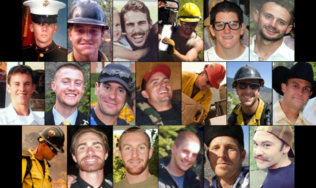 We remember the 19 Prescott, Arizona, fire fighters who died in the line of duty on June 30, 2013, when a fast-moving wildfire near Yarnell overcame them. It was the most significant loss of fire fighter life in a single incident since the September 11, 2001 terrorist attacks.